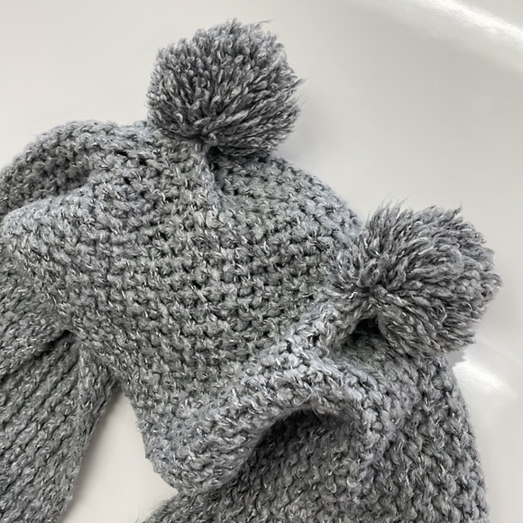 Gray Handmade Infinity Scarf with Pom Pom Ears - Picture 3 of 10